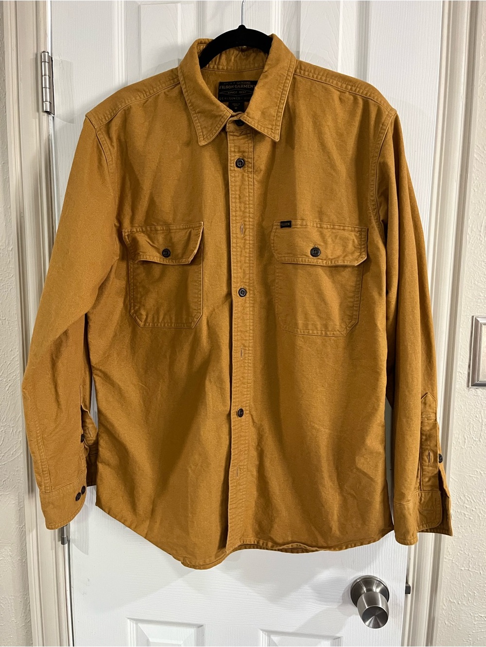 Filson Shirt Men's medium Field flannel brushed workwear Mustard button up